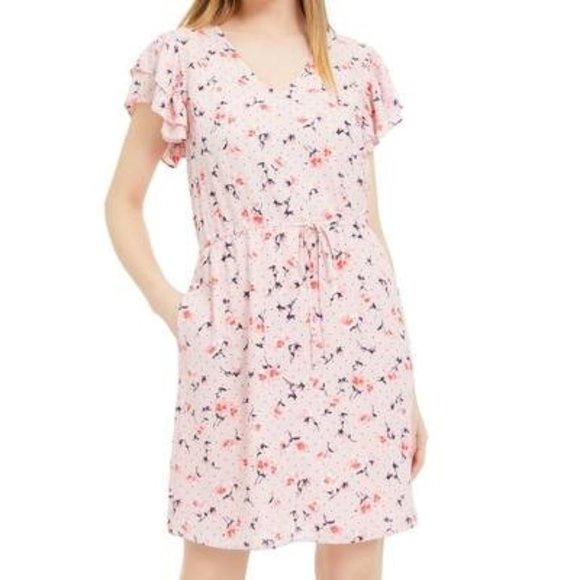 Maison Jules Printed Flutter-Sleeve Dress - Picture 1 of 4